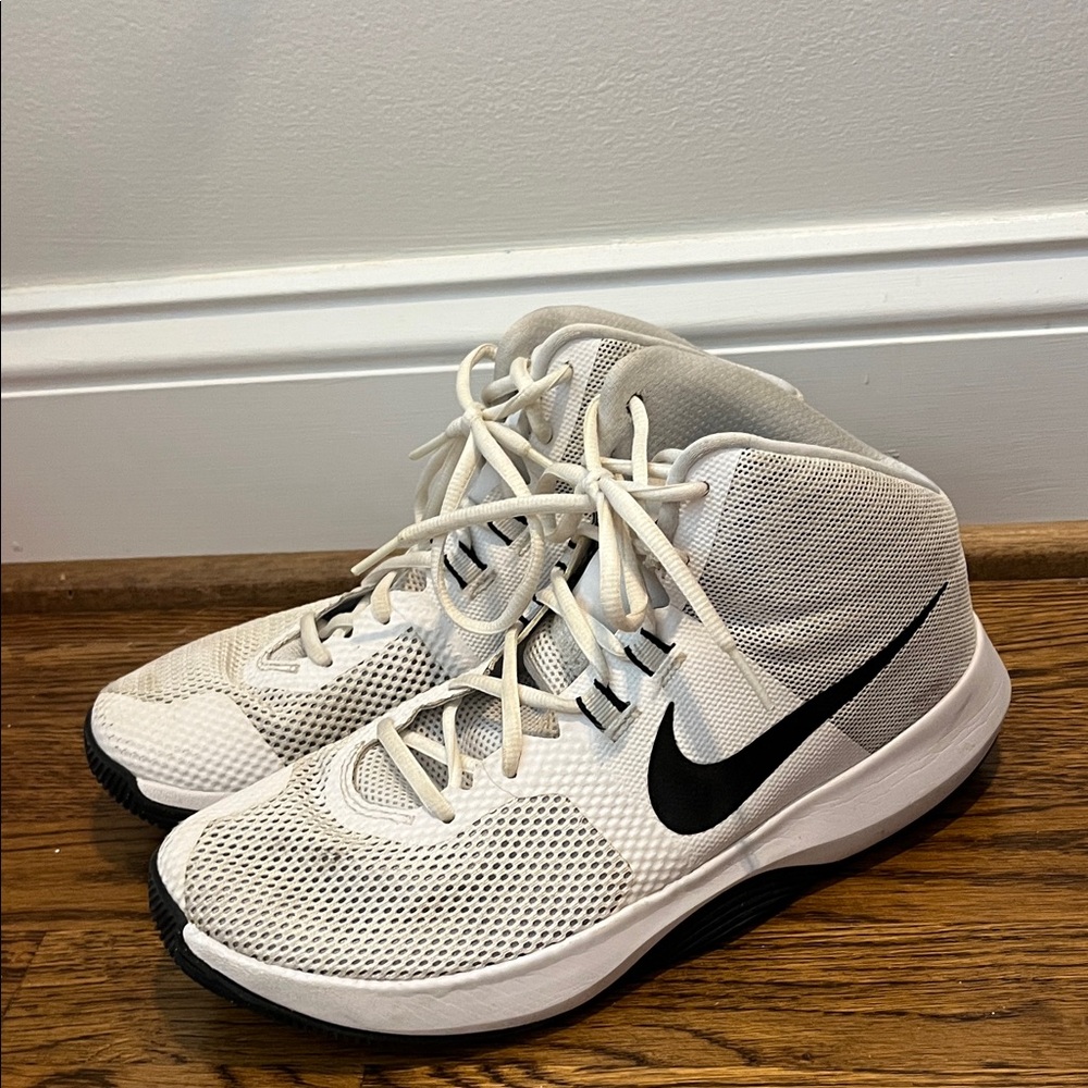 Nike White Mesh High-Tops with Black Swoosh